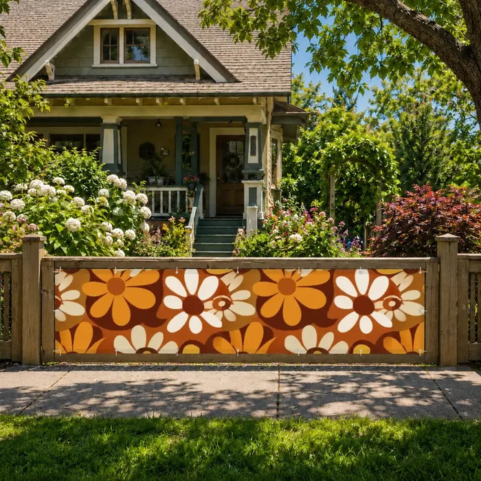 Bold 70s Flowers Privacy Screen – Waterproof Patio & Balcony Cover - Retro Privacy Screen