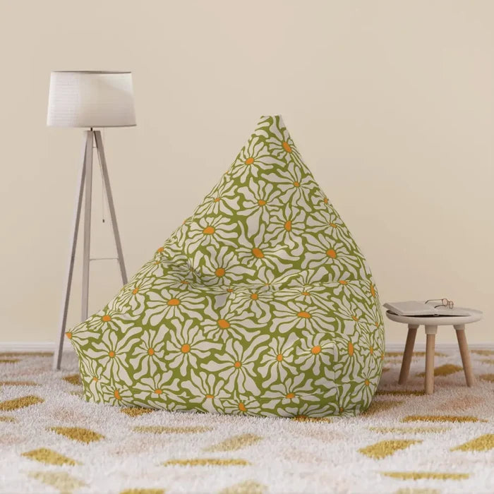 Bold 70s RETRO DAISIES Canvas Bean Bag Chair Cover Midcentury in 2 Sizes - retro bean bag