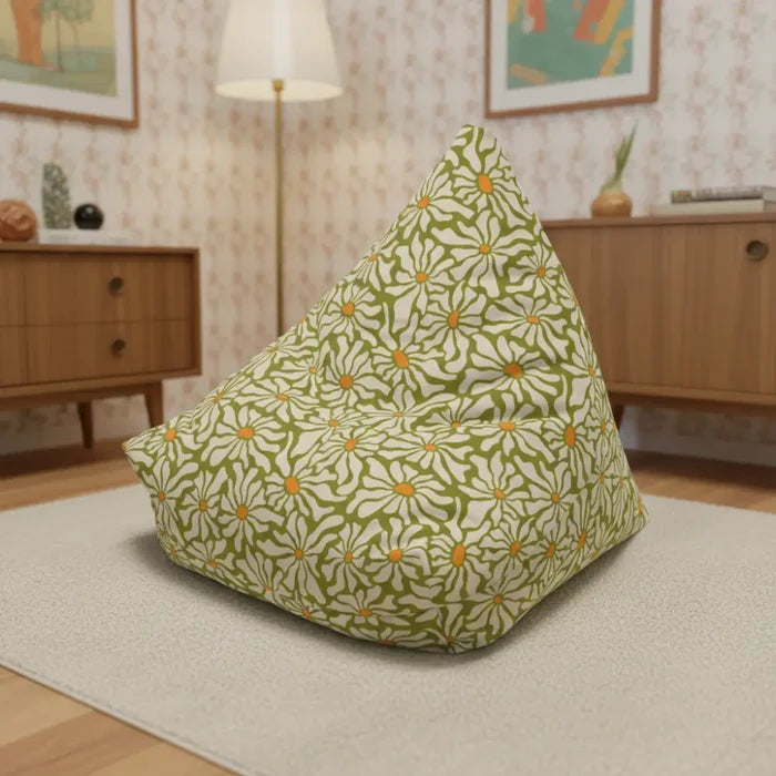 Bold 70s RETRO DAISIES Canvas Bean Bag Chair Cover Midcentury in 2 Sizes - retro bean bag
