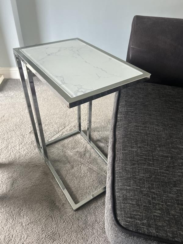 Boutique C Shaped Table Marble Effect | Side Table Sofa End Table Furniture