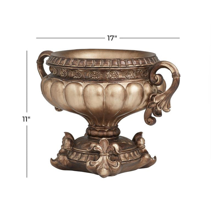 BRONZE POLYSTONE ORNATE DECORATIVE BOWL