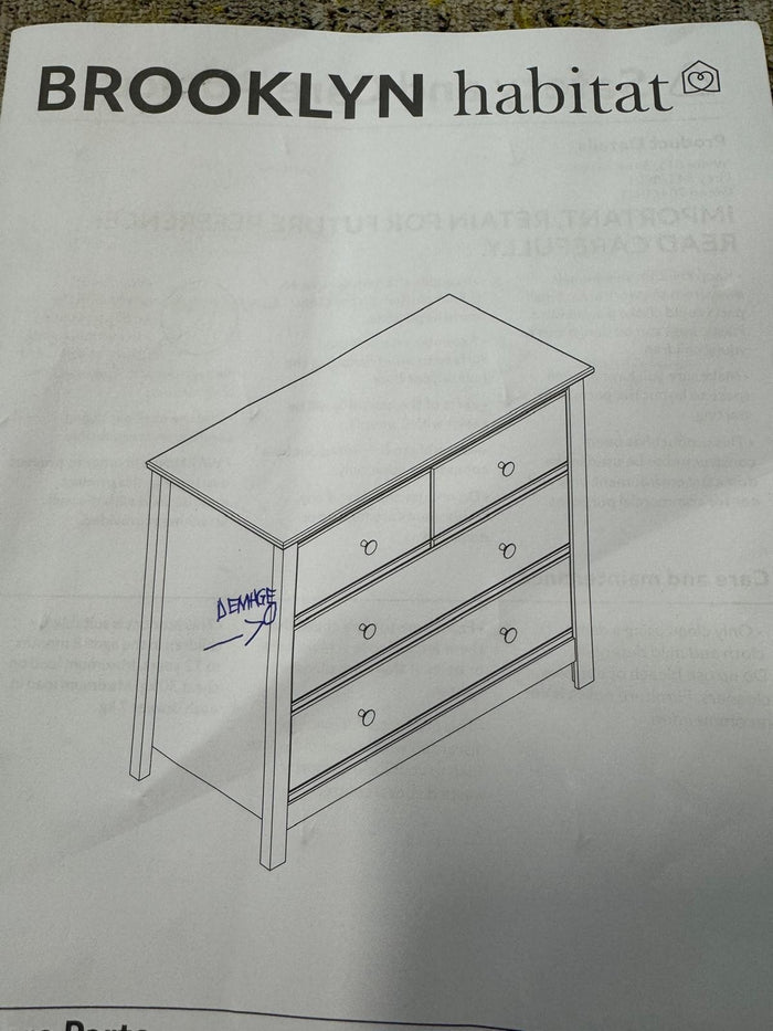 Brooklyn 4 Drawer Chest - Green (B Grade)