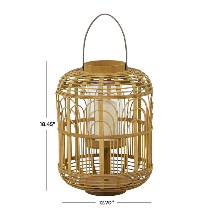 BROWN BAMBOO HANDMADE CANDLE LANTERN WITH HANDLE