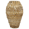 BROWN PLASTIC RATTAN HANDMADE WOVEN VASE