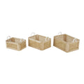 Brown Rattan Woven Decorative and Functional Storage Basket with Rope Handles