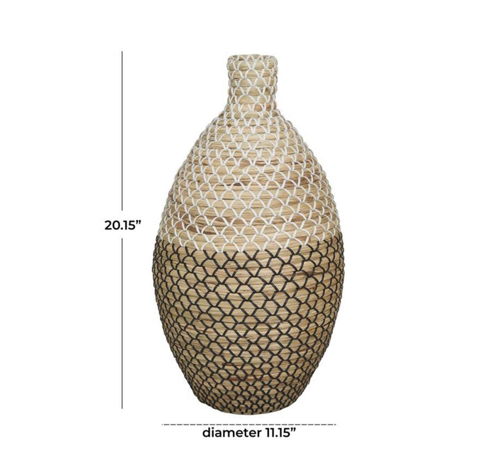 BROWN SEAGRASS TALL WOVEN FLOOR VASE