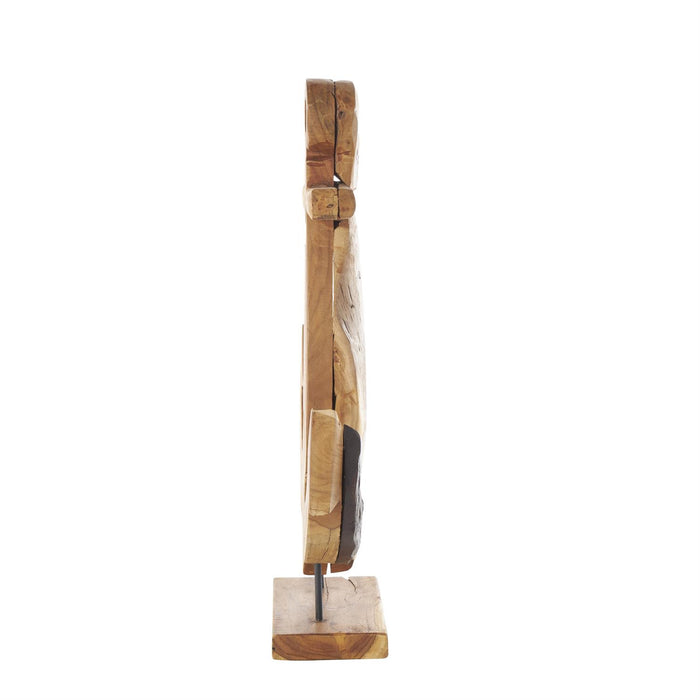 Brown Teak Wood Anchor Handmade Decorative Sculpture with Mosaic Live Edge Pieces