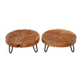 BROWN TEAK WOOD FLORAL INTRICATE CARVED TRAY