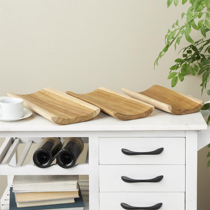 Brown Teak Wood Handmade Curved Living Room Decor Tray