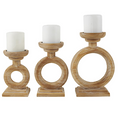 BROWN WOOD CIRCULAR RING CANDLE HOLDER