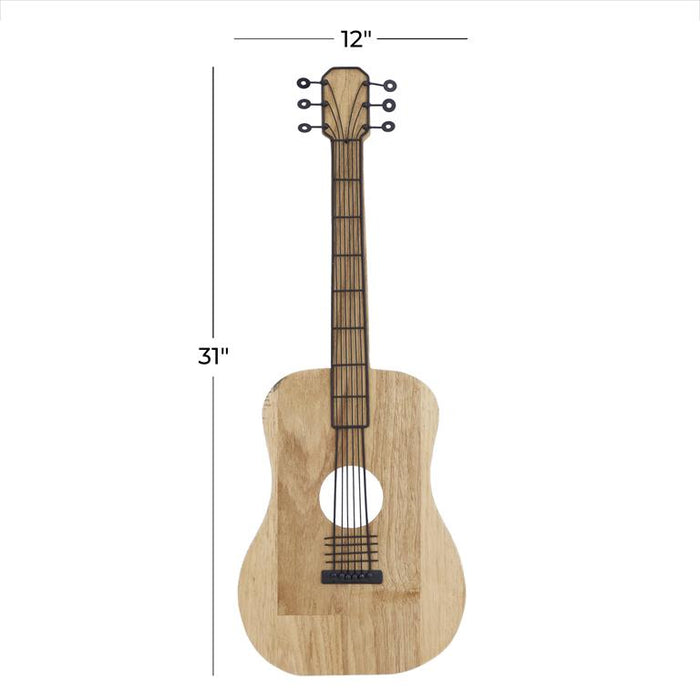 BROWN WOOD GUITAR WALL DECOR