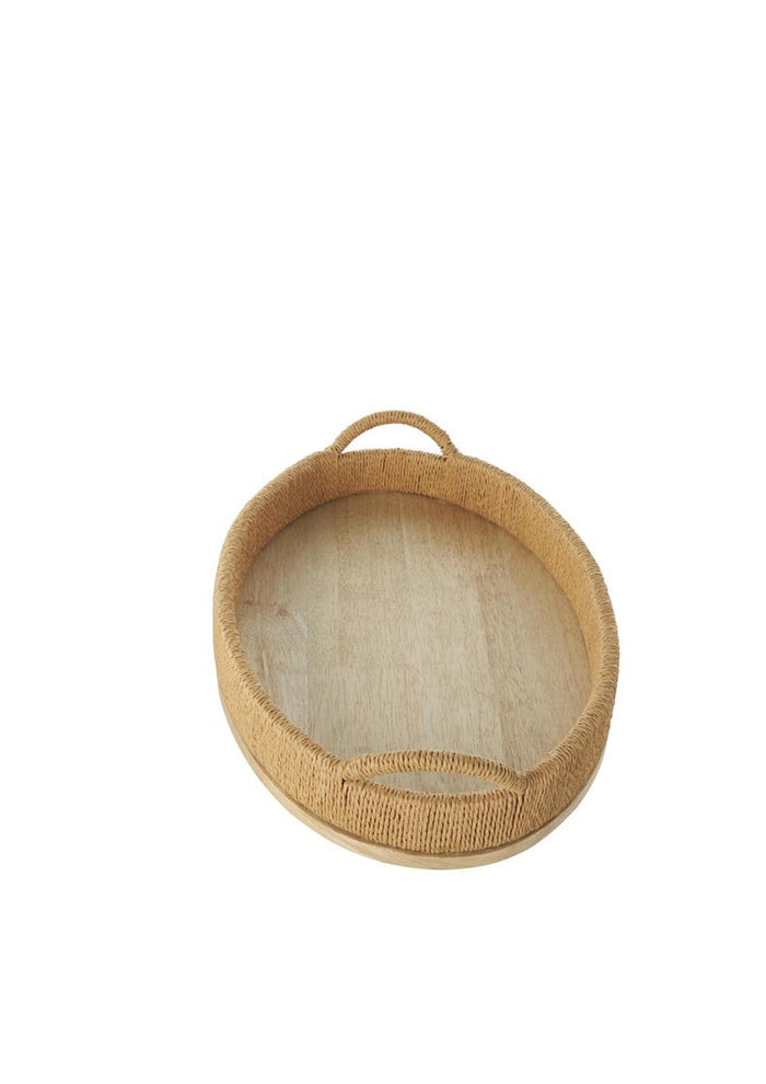 Brown Wood Handmade Living Room Decor Tray with Wood Base
