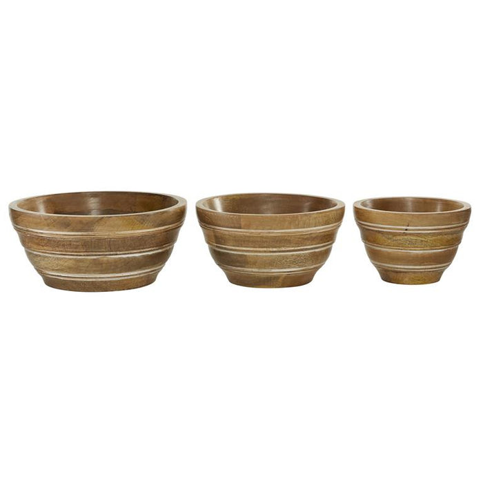 BROWN WOOD HANDMADE SERVING BOWL