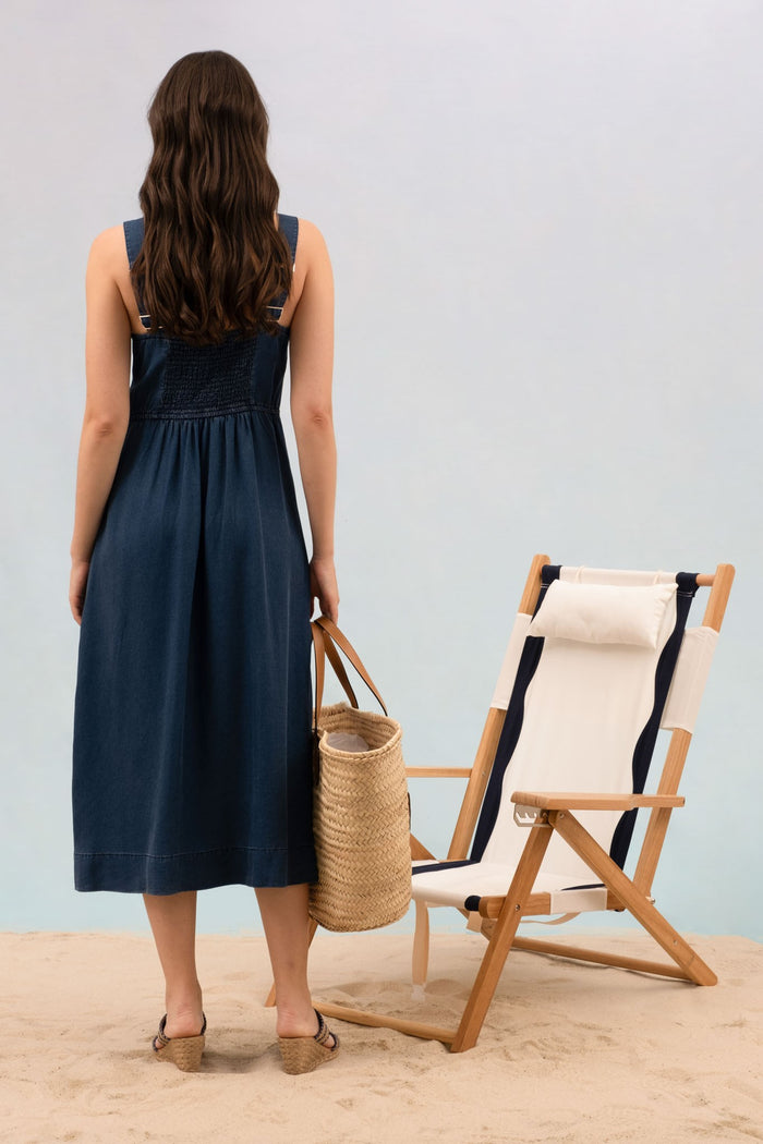 CHAMBRAY BUTTON DOWN MAXI DRESS
