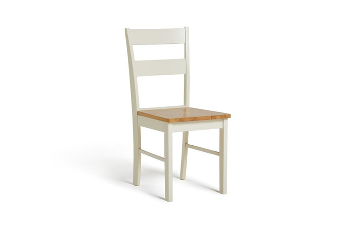 Chicago Pair of Solid Wood Dining Chair- Oak & Cream