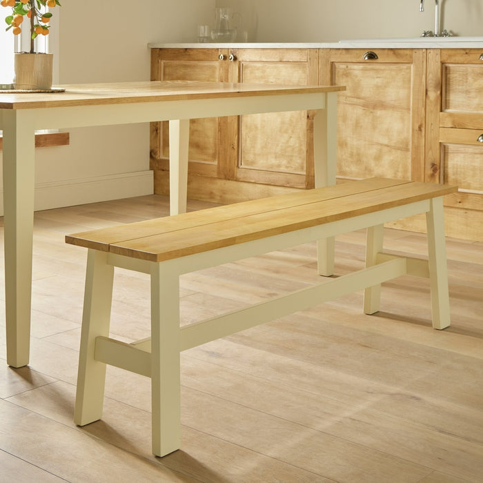 Chicago Solid Wood XL Dining Bench - Cream | Modern Kitchen Furniture
