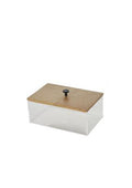 Clear Acrylic Plastic Decorative Box with Brown Wooden Lids and Black Knobs