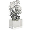 Clear Glass Abstract Freeform Decorative Sculpture with Clear Square Base