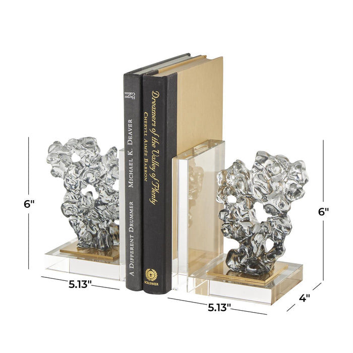 Clear Glass Abstract Freeform Decorative Sculpture with Clear Square Base