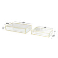 Clear Glass Beveled Decorative Jewelry Box with Gold Metal Frame