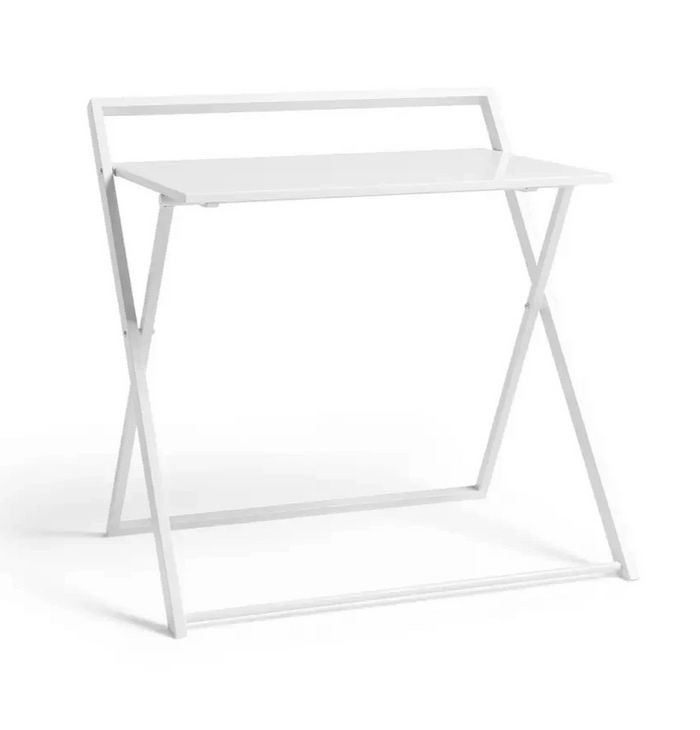 Compact Folding Office Desk White | Foldable Computer Work Table Furniture