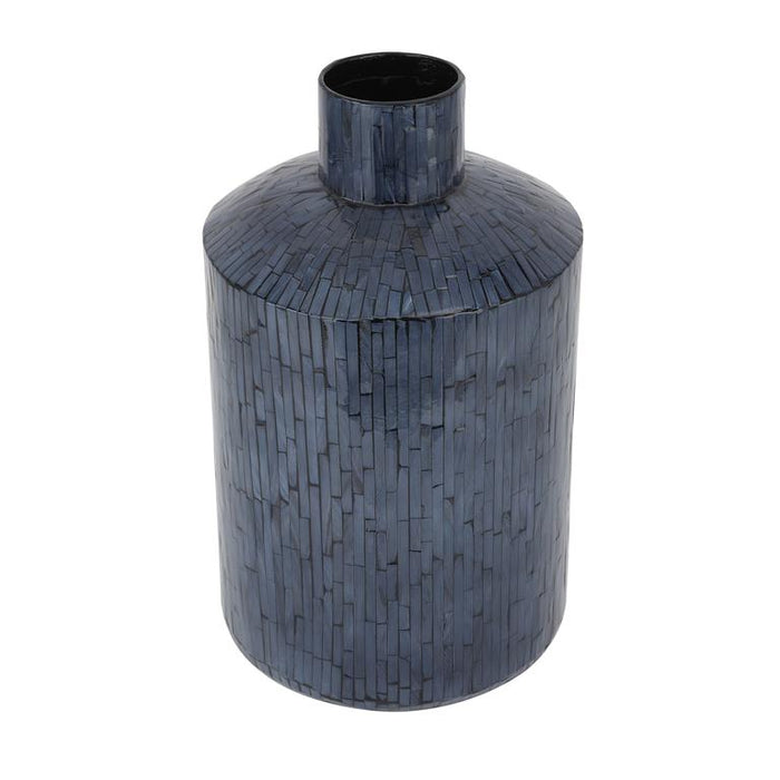 COSMOLIVING BY COSMOPOLITAN BLUE MOTHER OF PEARL HANDMADE VASE