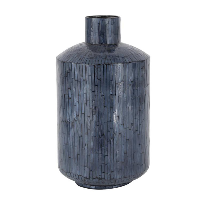 COSMOLIVING BY COSMOPOLITAN BLUE MOTHER OF PEARL HANDMADE VASE