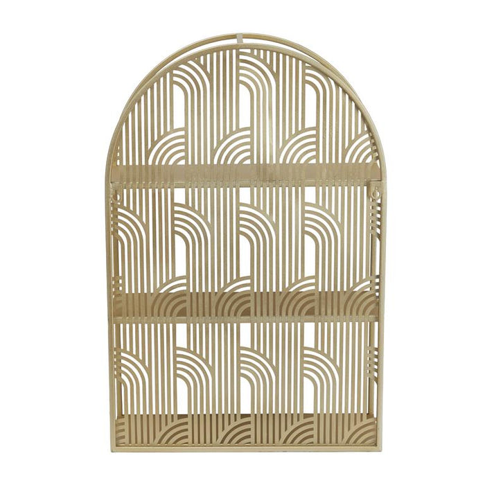 COSMOLIVING BY COSMOPOLITAN GOLD METAL ARCHED 3 SHELF WALL SHELF
