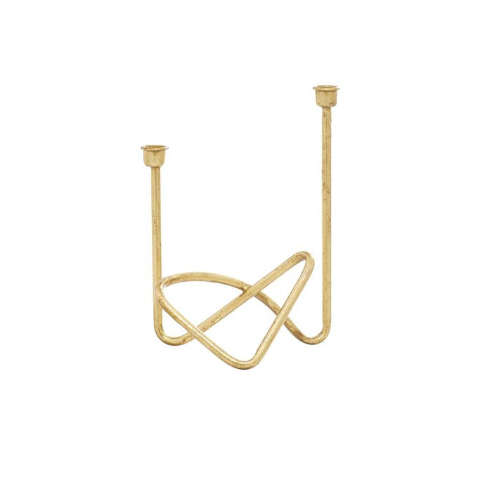 COSMOLIVING BY COSMOPOLITAN GOLD METAL CANDELABRA, 10" X 6" X 11"