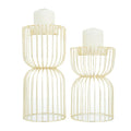 COSMOLIVING BY COSMOPOLITAN GOLD METAL PILLAR CANDLE HOLDER,