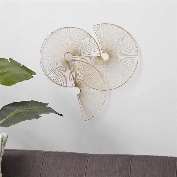 COSMOLIVING BY COSMOPOLITAN GOLD METAL SUNBURST HALF MOON WALL DECOR