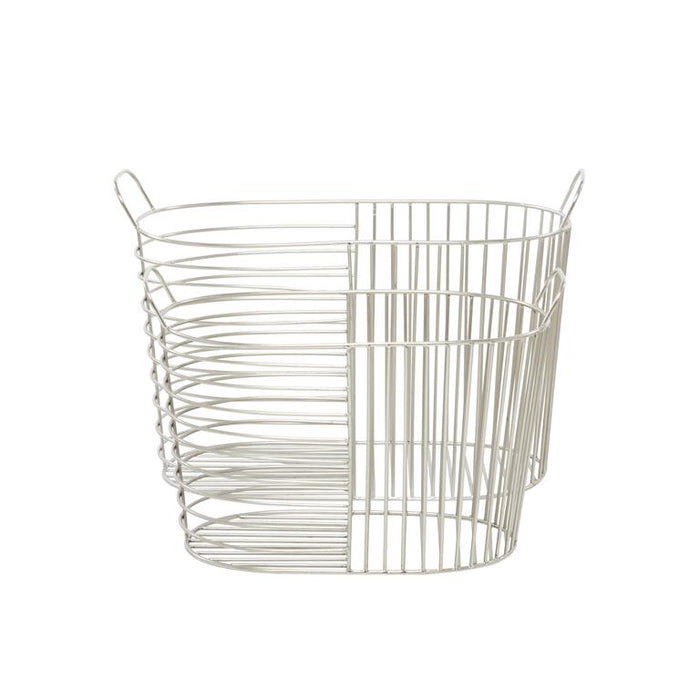 COSMOLIVING BY COSMOPOLITAN SILVER METAL STORAGE BASKET WITH HANDLES