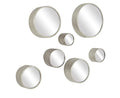 COSMOLIVING BY COSMOPOLITAN SILVER METAL WALL MIRROR, SET OF 7 12", 10", 8", 7", 6"D