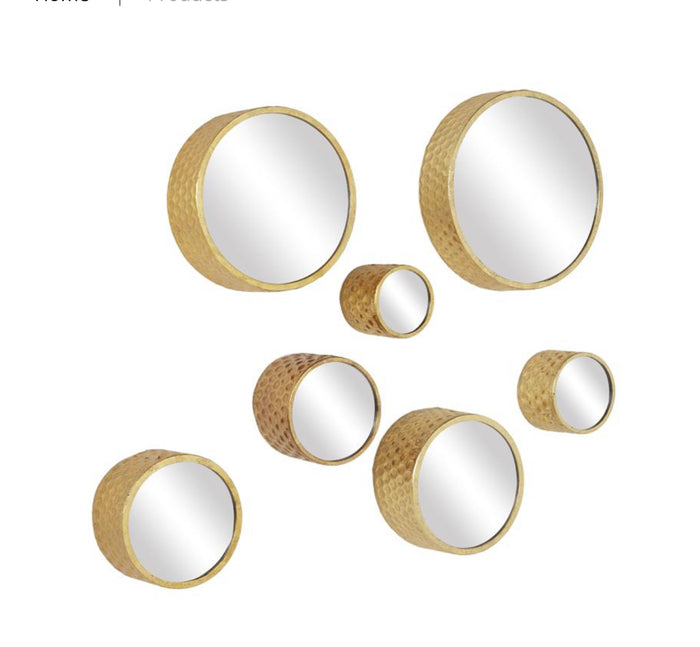 COSMOLIVING BY COSMOPOLITAN SILVER METAL WALL MIRROR, SET OF 7 12", 10", 8", 7", 6"D