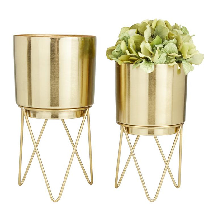 COSMOPOLITAN GOLD METAL PLANTER WITH REMOVABLE STAND
