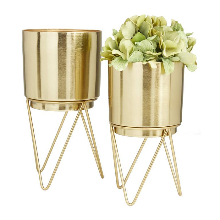 COSMOPOLITAN GOLD METAL PLANTER WITH REMOVABLE STAND