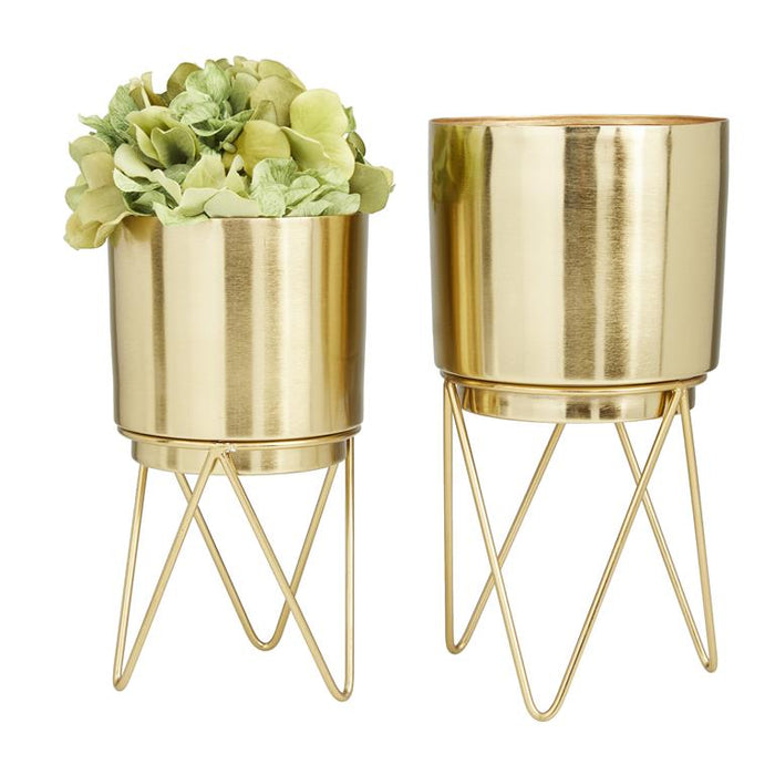 COSMOPOLITAN GOLD METAL PLANTER WITH REMOVABLE STAND