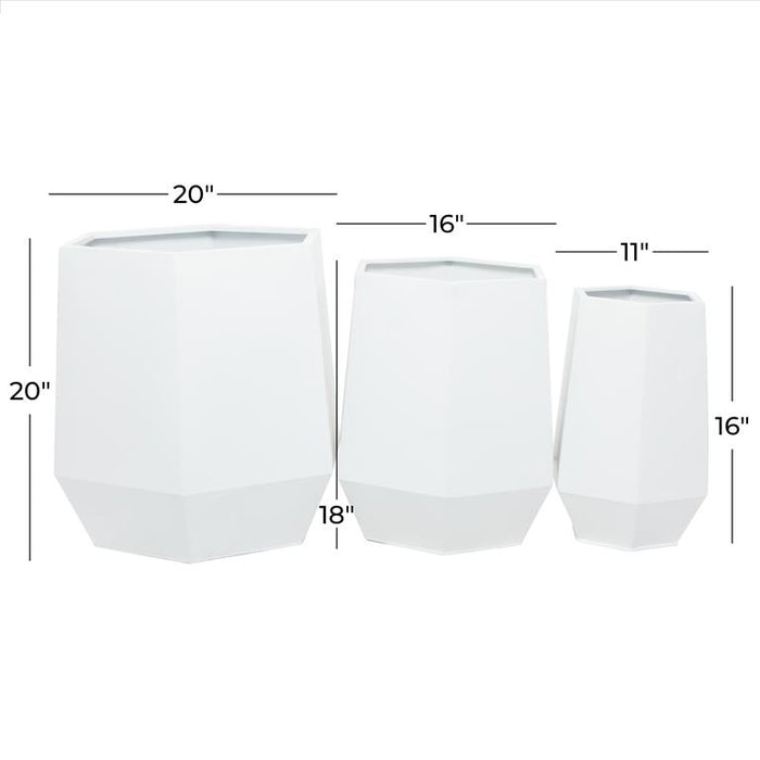 COSMOPOLITAN WHITE METAL INDOOR OUTDOOR PLANTER