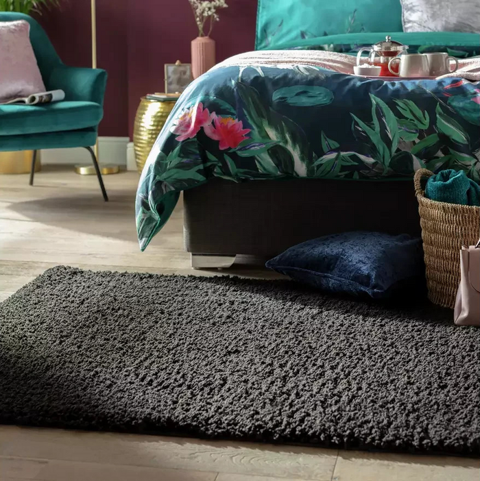 Cosy Black Rug 120x170cm | Modern Living Room Floor Rug Carpet