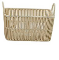CREAM COTTON HANDMADE STORAGE BASKET WITH HANDLES,