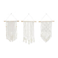CREAM COTTON MACRAME HANDMADE INTRICATELY WEAVED WALL DECOR WITH BEADED FRINGE TASSELS