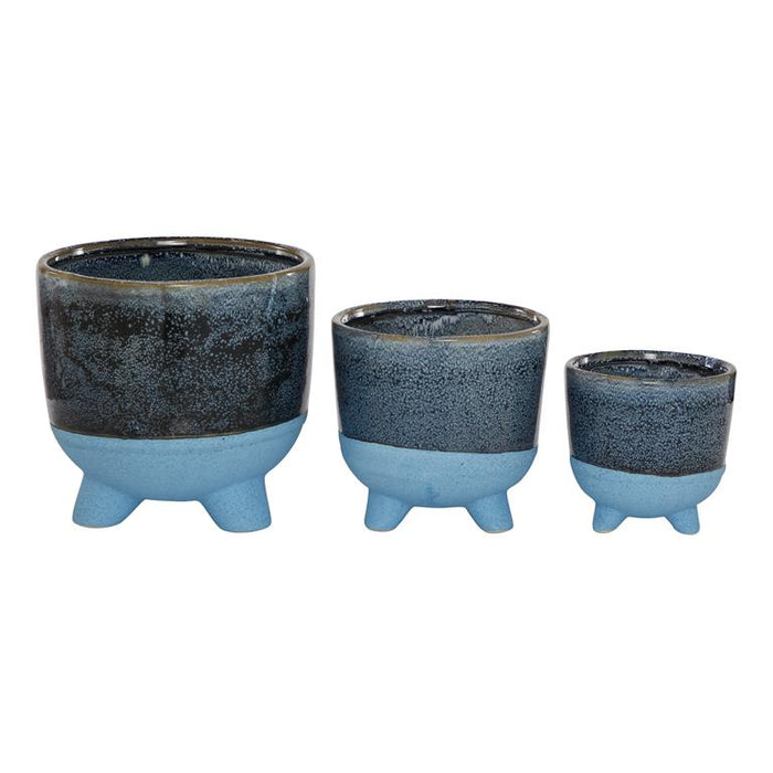DARK BLUE CERAMIC INDOOR OUTDOOR PLANTER