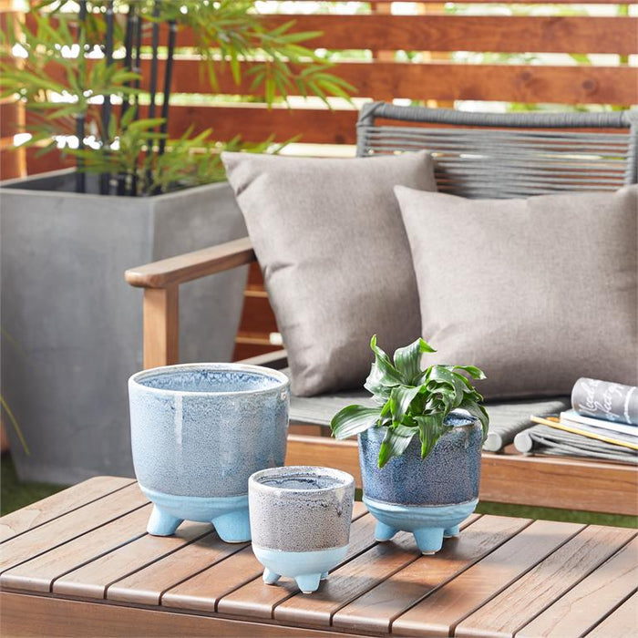 DARK BLUE CERAMIC INDOOR OUTDOOR PLANTER