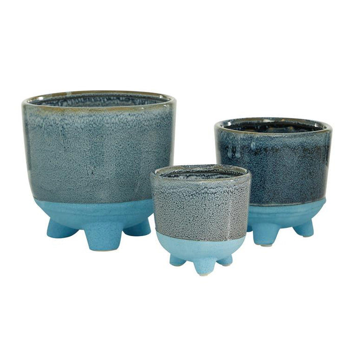 DARK BLUE CERAMIC INDOOR OUTDOOR PLANTER