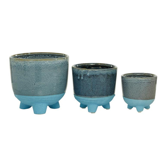 DARK BLUE CERAMIC INDOOR OUTDOOR PLANTER