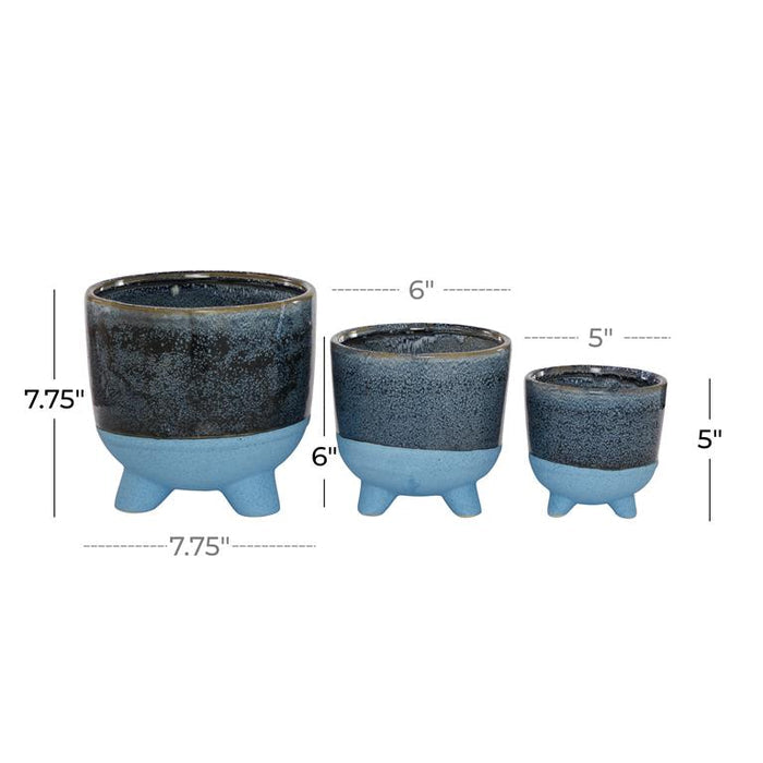DARK BLUE CERAMIC INDOOR OUTDOOR PLANTER