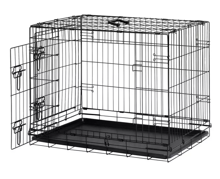 Double Door 30 Inch Pet Cage Medium | Metal Dog Crate Animal Kennel Furniture