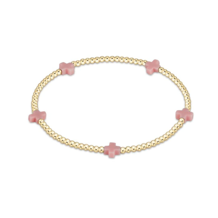 E Newton Signature Cross Small Gold Bracelet 2MM