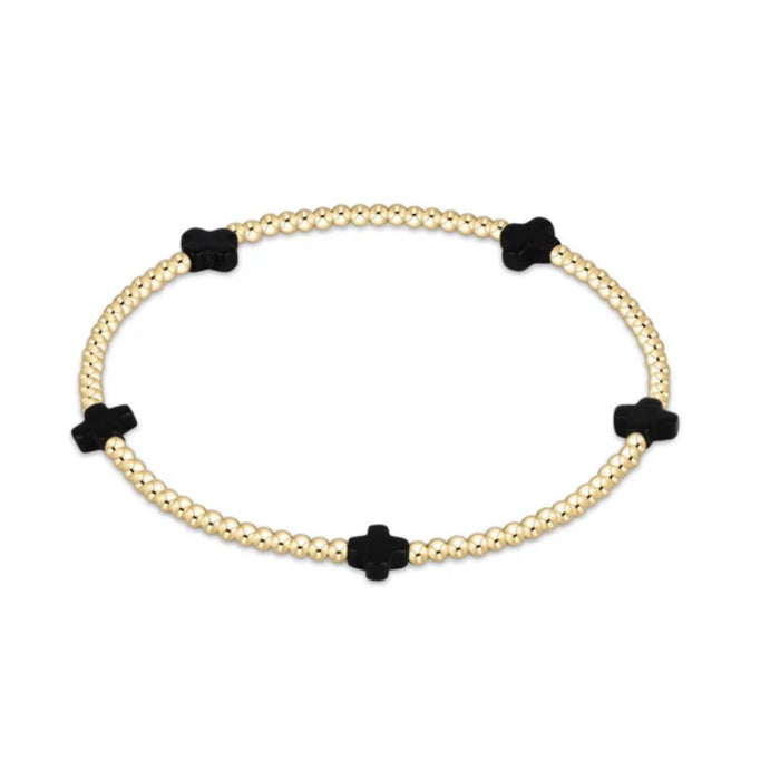 E Newton Signature Cross Small Gold Bracelet 2MM