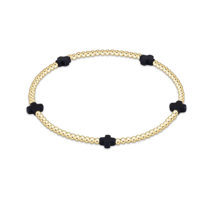 E Newton Signature Cross Small Gold Bracelet 2MM